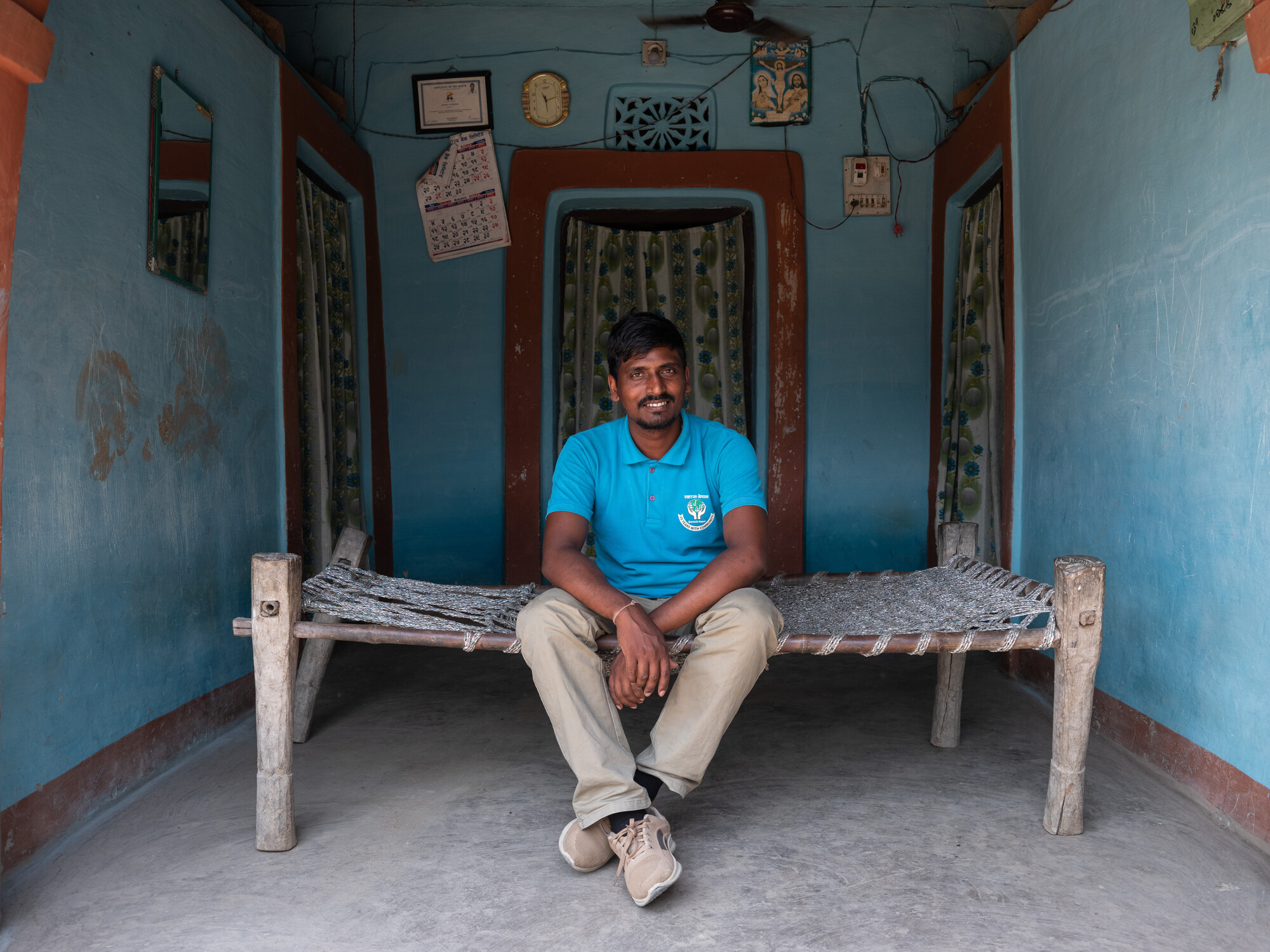 Rajendra Sah (31), a staff of SAHAS is in Jahada Rural Municipality-5, Morang, Nepal on Tuesday, April 23, 2024. Rajendra was a formar participant of VTP, now he gives training to other participants.