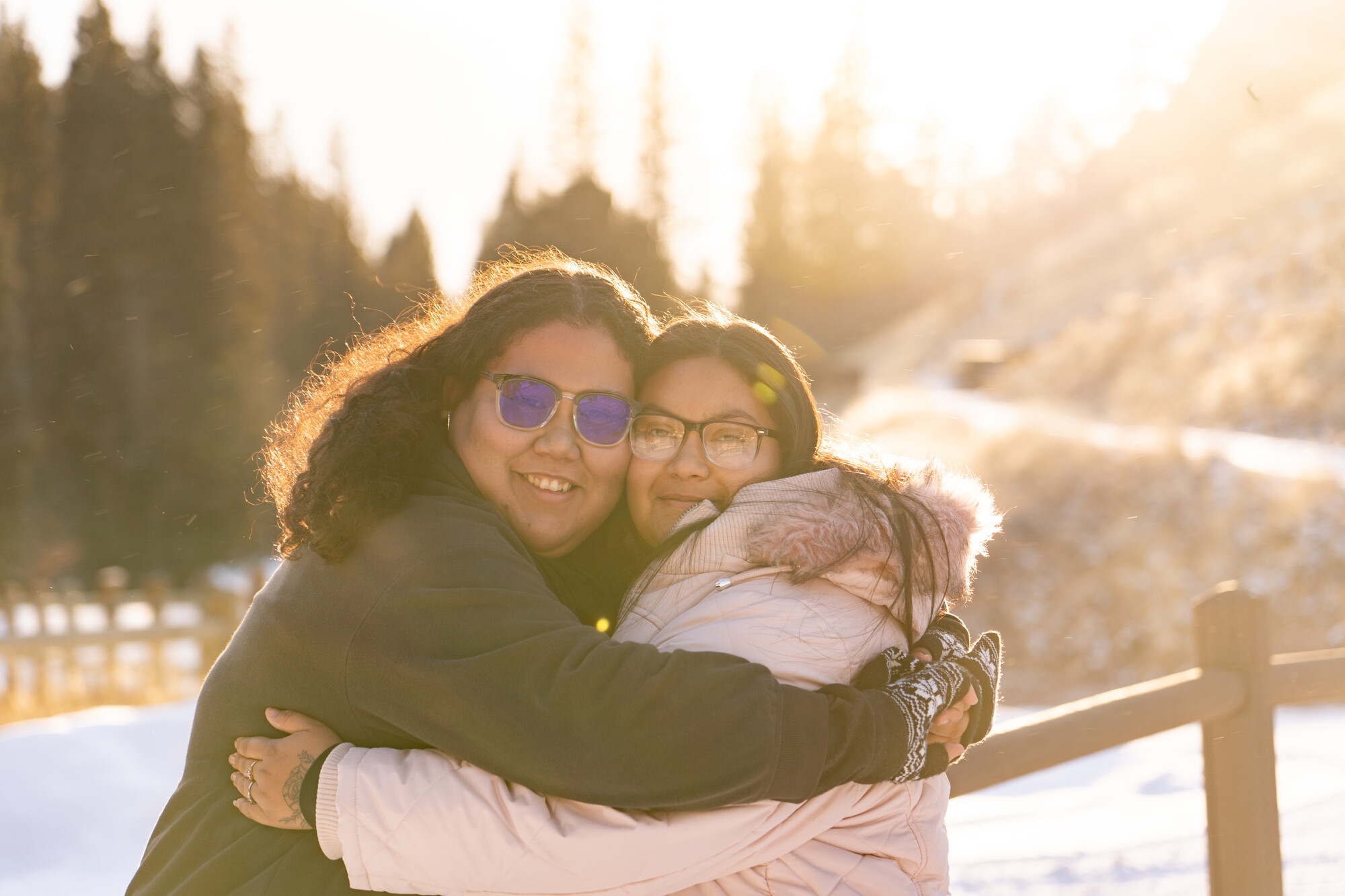 Two women hugging