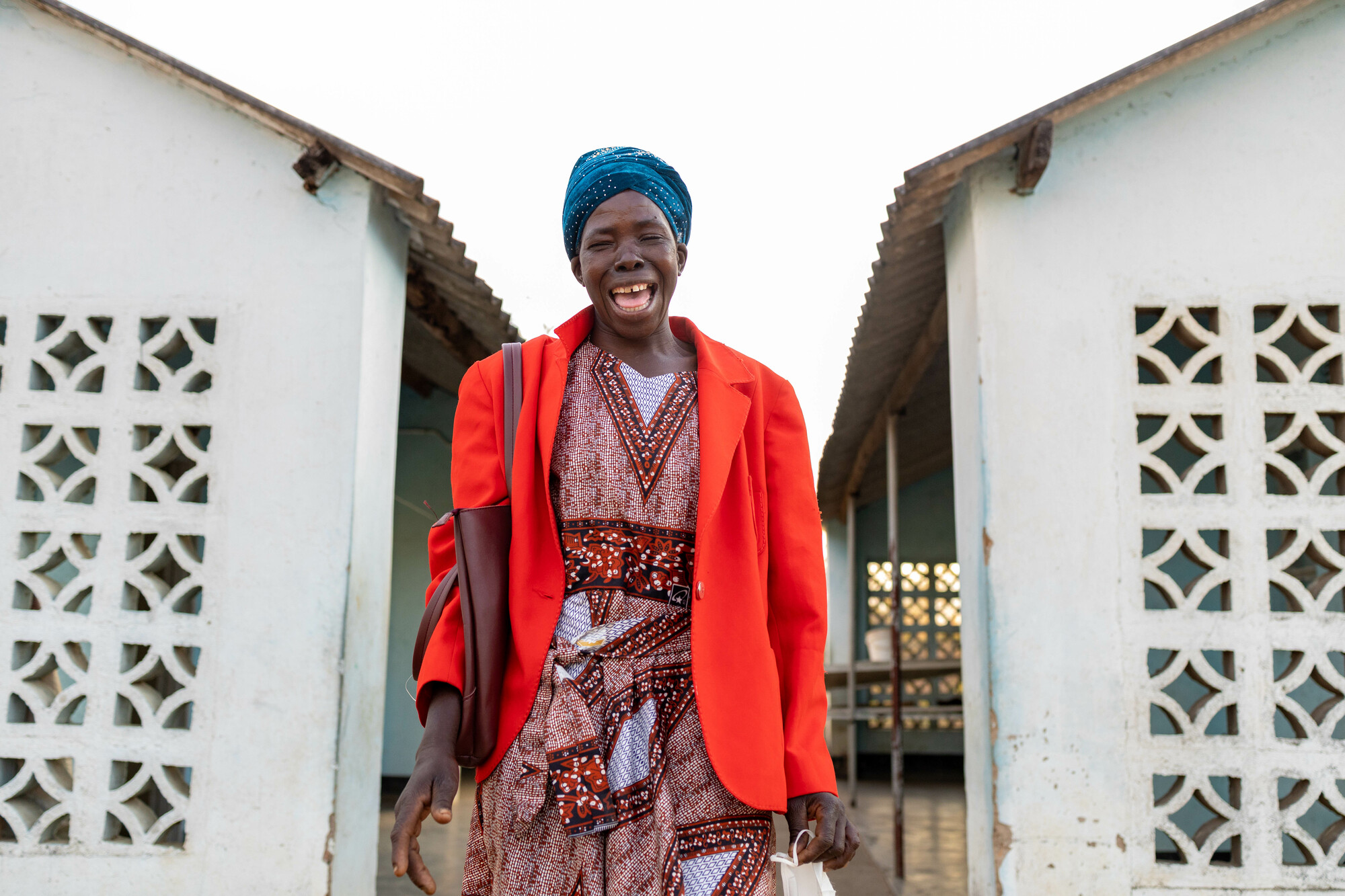 A woman laughing